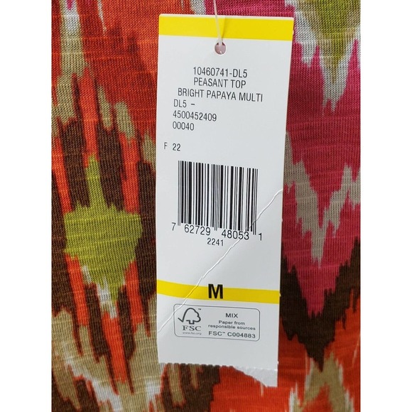 Jones New York Women Multicolor Viscose Scoop Neck Long Sleeve Top Blouse Size M - Picture 7 of 14